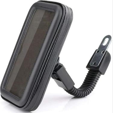 Imagem de Suporte Moto Gps Impermeável Chuva Prova D`água 360º Cor Preto Para Tela 5.5 - Suporte Tela 6.5 Sem Capinha/Wearable