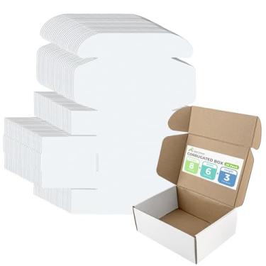 Imagem de Golden State Art Caixas De Remessa Brancas 8X6X3, Correspondência Papelão Ondulado Durável Para Pequenas Empresas, Embalagem Presente, Pacote Com 26