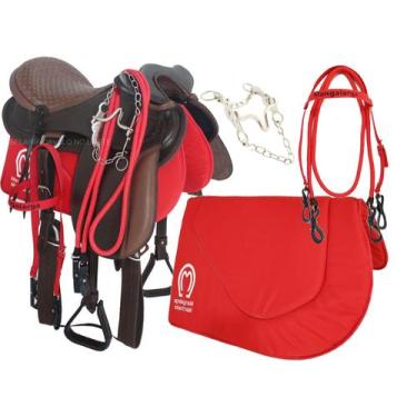 Imagem de Sela Australiana de Cabeça Completa Tamanho Adulto 15,5 polegadas + Br