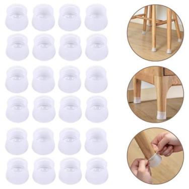 Imagem de Kit 24 Protetor De Pé Cadeira Mesa Silicone Proteção Antirruído Redond