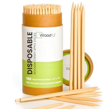 Imagem de (5.5" x 0.5cm Apple Sticks) - Caramel Candy Apple Sticks, Natural Heavy Birch Wood Skewer 100pc, Blunt Point 5.5" x 0.5cm Diameter Sturdiness to Handle Candy Apples, Eco Friendly Sticks Perfect for Corn Hot Dog as well
