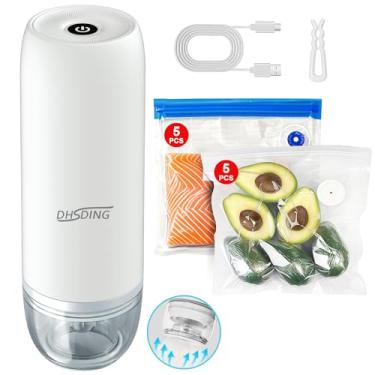 Imagem de Máquina seladora a vácuo para economia de alimentos, seladora a vácuo portátil com 10 sacos de vedação, armazenamento portátil de alimentos para selar carne, legumes, frutas