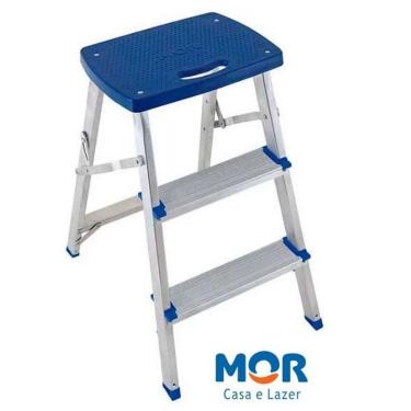 Imagem de Escada Banqueta Alumínio Suporta 120 Kg Mor