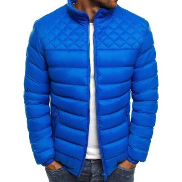 Imagem de Jaqueta Masculina De Ajuste Regular De Cor Sólida Gola Alta Jaqueta Acolchoada Masculina Engrossar Jaqueta Masculina Quente Moda Casual Jaqueta De Esqui Masculina Confortável Jaq, D-Blue, 3XL