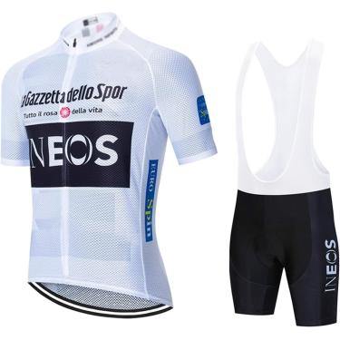 Imagem de Conjunto De Roupas De Ciclismo De Manga Curta Masculina De Verão Com Shorts Acolchoados De Gel De Jersey Para Roupas Esportivas Confortáveis De Secagem Rápida, White 2, L