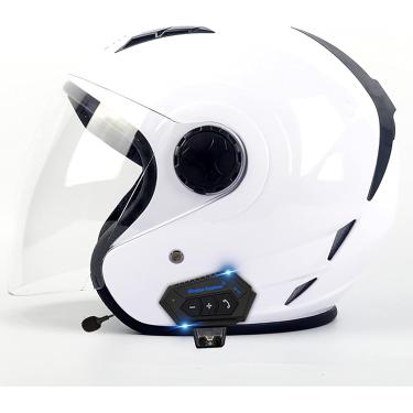 Imagem de Capacete De Motocicleta De Rosto Aberto Com Viseira Solar Flip Down Banhada A Prata Capacete De Motocicleta A Jato De Motocicleta Aprovado Pela Dot/Ece Com Microfone Bluetooth Al, N, M=57~58cm