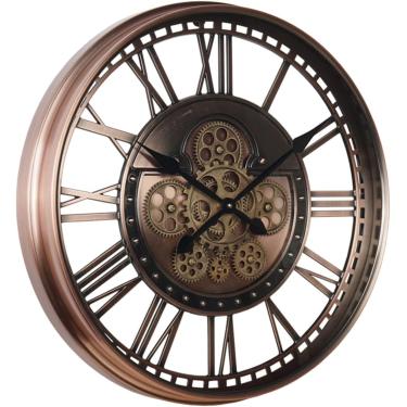 Imagem de Relógio De Parede Com Engrenagens Expostas, Relógio Rústico De Metal Vintage Steampunk Industrial Com Numerais Romanos, Relógio De Parede Alimentado Por Bateria Para Sala De Es, Red