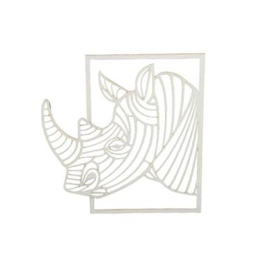 Imagem de placa rinoceronte 3d decoração ambiente branco mdf 3mm - trova