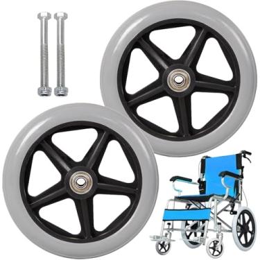 Imagem de 2 Pcs Roda Dianteira Para Cadeira De Rodas, Peças De Reposição Para Rodízio De Cadeira De Rodas, Roda De 6 Pol. 7in 8in Rolamento De 5/16 Polegadas, Capacidade De, Black, 17cm (7 inch)