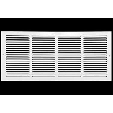 Imagem de Grelhas de ar de retorno de aço de 60 cm L x 25 cm A - parede lateral e teto - cobertura de duto HVAC - branca [dimensões externas: 64 cm L x 28 cm altura]