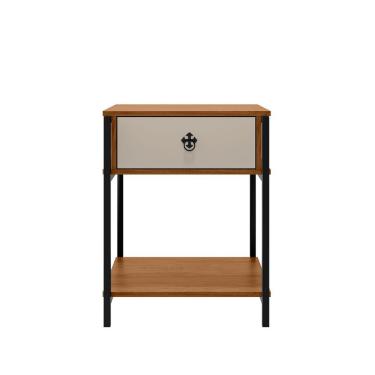 Imagem de Mesa Mesinha De Cabeceira Estilo Industrial Gaveta Prateleira Mesa De Apoio Sofisticado Decorativo