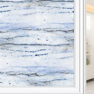Imagem de Película de janela de privacidade de mármore, textura de estilo mármore, filme de vidro para sala de estar e escritório em casa, L90 x C 190 cm