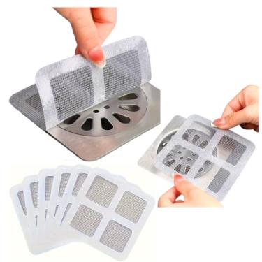 Imagem de Kit Protetor Ralo Tela Adesiva Cabelo Anti Inseto Descartável Retém Pêlos Banheiro Pia Cozinha Lavabo Telinha Dengue Barata Coletor Filtro Pet (10x10, unidade, 12)