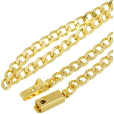 Imagem de Pulseira Grumet Fina Masculina 3mm Corrente Dourada Ouro 18k com Design Moderno e Seguro