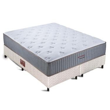 Imagem de Conjunto Colchão Cama Box Bege Fit Queen Bellagio Gel Orthocrin 138X188x69 Molas Ensacadas Espuma Certificada