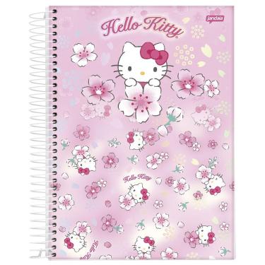 Imagem de Caderno Univ 1 Matéria 80Fls Hello Kitty Rosa Flores Jandaia