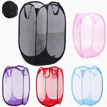 Imagem de Cesto Organizador Dobrável de Nylon para Roupas Sujas e Brinquedos – Cesto Leve, Arejado e Compacto Color – Ideal para Quarto, Banheiro, Lavanderia e Brinquedoteca