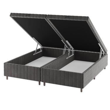 Imagem de Base Box Bau King Size Ravena (43x193x203cm) Grafite - Casa Giulia