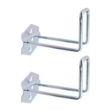 Imagem de Rannb Ganchos de Pegboard Ganchos de metal resistente de aço de 0,95 cm para pinos espaçados de 2,8 cm, ganchos de parede para bobinas penduradas, ferramentas de 10 cm de comprimento - 2 peças