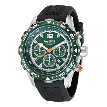 Imagem de Nautica Relógio masculino com pulseira de silicone preto (modelo: NAPNSS407), Preto
