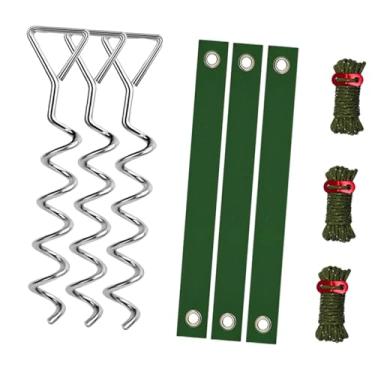 Imagem de Ioensy Kit de estacas para árvores de alta resistência, protege contra condições climáticas adversas, kit de alisamento de árvores em espiral multiuso, Prata Verde Escuro