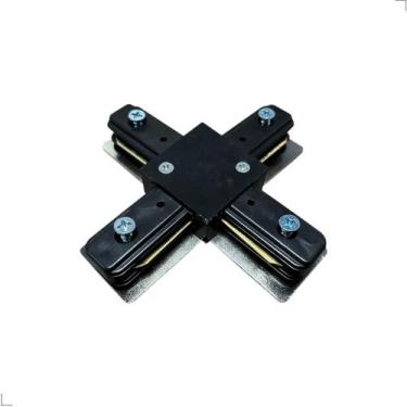 Imagem de Conector Emenda X Para Trilho 2 Fios Eletrificado Preto - Luminatti