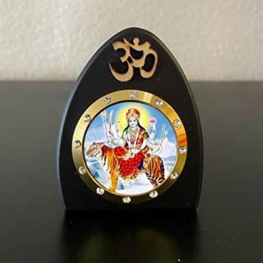 Imagem de Maa Durga Ji Estátua Moldura de madeira para painel de carro Home Office Temple Mandir Hinduísmo (Maa Durga (C))