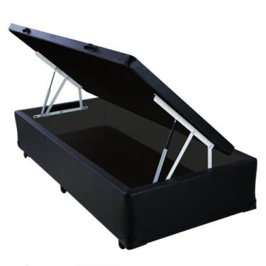 Imagem de Cama Box Baú Solteiro Loja Xerife Sintético Preto 41x88x188 - KSM Colc