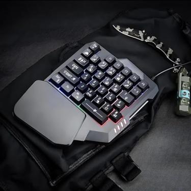 Imagem de Teclado Gamer Rgb Uma Mão Semi Mecânico Jogos USB Compra Mais Fácil