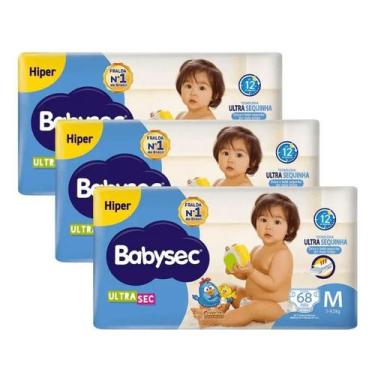 Imagem de Kit 3 Fraldas Babysec Ultrasec Hiper Galinha Pintadinha M com 68 unida