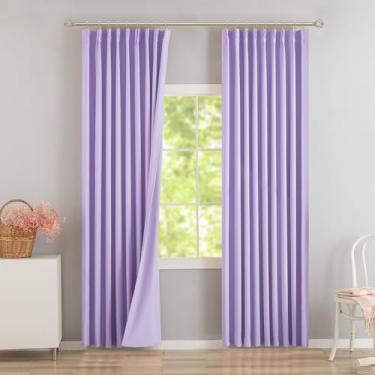Imagem de DONREN Cortinas blackout plissadas roxas claras com aba traseira 101,6 cm L x 254 cm C
