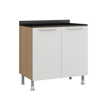 Imagem de Balcão Cozinha Ditália Aspen 2 Portas Com Tampo Cd-102 Carvalho Branco