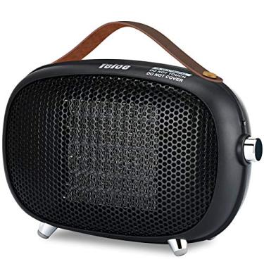 Imagem de Aquecedor de espaço, pequeno aquecedor de espaço Teioe para quarto, mini-aquecedor elétrico com proteção de ponta e superaquecimento, aquecedor de espaço portátil de cerâmica PTC para escritório, uso interno (PRETO)