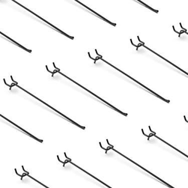 Imagem de HUHOLE Ganchos Pegboard Preto 25 cm, 25 peças, serviço pesado, apto para placa de pino de 6,35 mm, ganchos utilitários de ferramenta de placa de pino