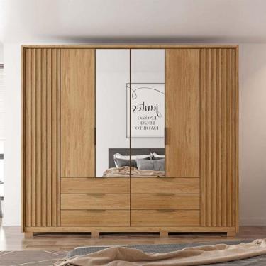 Imagem de Guarda Roupa Essence Casal Ripado 6 Portas de bater com 2 Espelhos 6 G