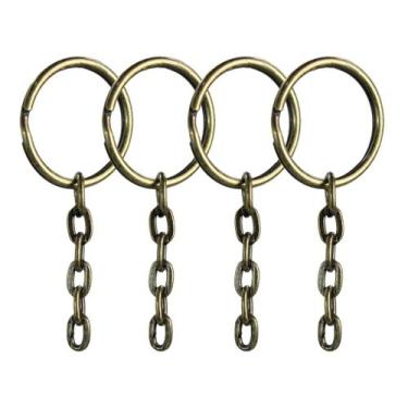 Imagem de Argolas Chaveiro 23mm Com Corrente 5 Elos 100un Ouro Velho - RUSSO ART