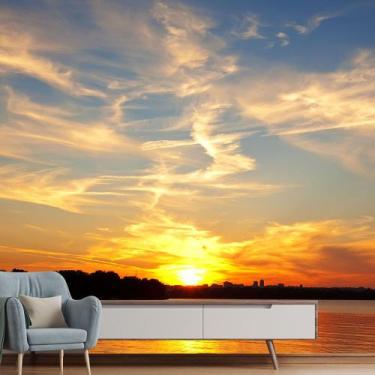 Imagem de Papel de Parede Paisagem Lago Pôr-do-sol Sala Painel - 053pcp - Allodi