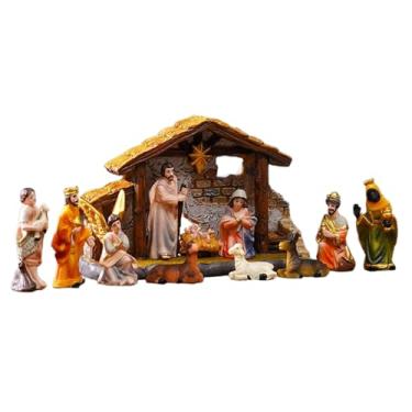 Imagem de Rrlihjgu Conjunto De Presépio Natal 3.5 Cm Altura - Figuras De Presépio Em Resina | Artesanato Em Resina Para Decoração De Igreja Família Mesa Interior Exterior Jardim