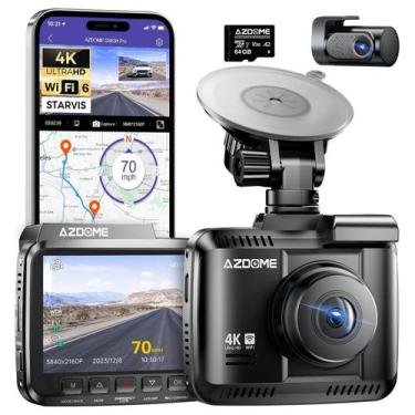 Imagem de Dash Cam AZDOME GS63H Pro 4K frontal e traseira com GPS 64GB
