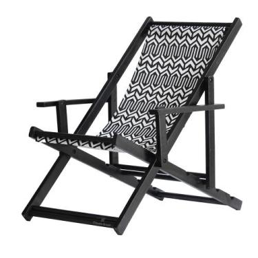 Imagem de Espreguiçadeira Preguiçosa Dobrável Madeira Maciça Envernizada Cor Pre