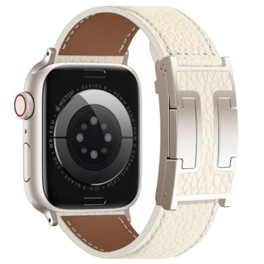 Imagem de Charlam Pulseira magnética de couro, compatível com Apple Watch séries 11/10/9/8/7/6-1/Ultra 3/SE3 de 40 mm, 38 mm, 41 mm, 42 mm, 44 mm, 45 mm, 46 mm e 49 mm