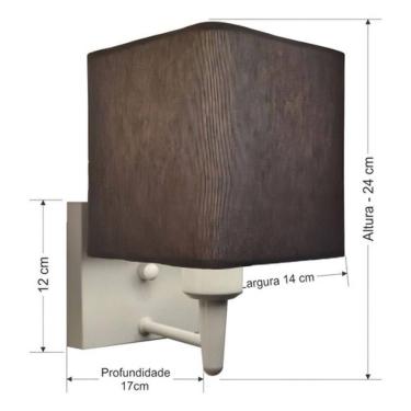 Imagem de Arandela Quadrada Md-2006 Branco Cúpula Em Tecido Cinza Escuro - Bivolt