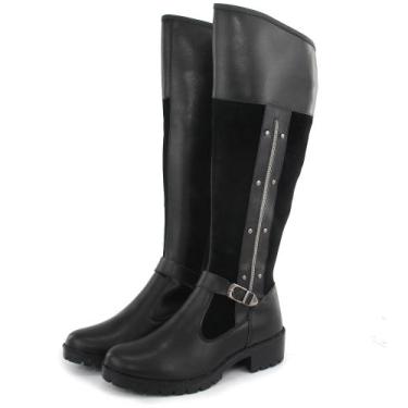 Imagem de Bota Feminina Montaria Cano Alto Apliques Fivela - Nalu Shoes, 36, Pre