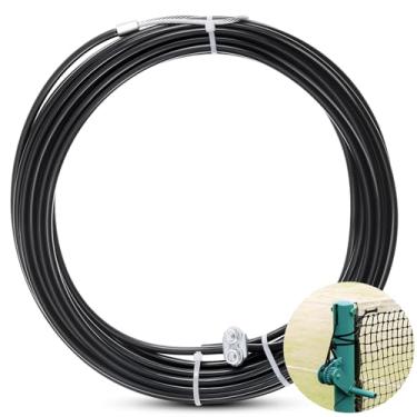 Imagem de Sonwyoung Cabo de rede de tênis de substituição de 14,4 m, rede de voleibol, cabo de aço, fio de aço revestido de PVC, adequado para acessórios de quadra de tênis de vôlei de 107 cm (preto)