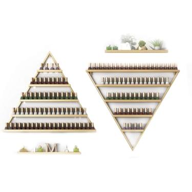 Imagem de Metal 5 Tier Unha Polonês Prateleira De óleo Essencial Display Rack Nail Salon Loja De Ferro Pendurado Parede Triângulo Display Rack Prateleira De Armazenamento Pratel, Golden, 4PCS Sets