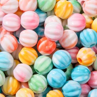 Imagem de CYEENUT Contas de acrílico de 18 mm, 180 peças, miçanga de chiclete, multicolorida, furo grande, esferográfica, para caneta, bolsa, joias, colar, pulseiras (cor nuvem)