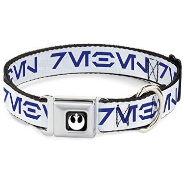 Imagem de Coleira para animais de estimação Star Wars, coleira de cachorro fivela de cinto de segurança, Star Wars Aurebesh Rebel branco azul, 33 a 43 cm de largura