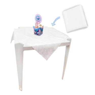 Imagem de Kit de Toalhas de Mesa TNT Quadradas, Branco, 70x70cm, 50 Unidades, Cobre Mancha Decorativo para Festas e Eventos