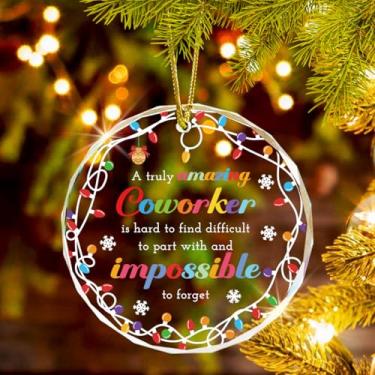 Imagem de Enfeites de Natal engraçados para colegas de trabalho, presentes de amizade, presente de saída de colega, presente de amigo de trabalho, um colega de trabalho realmente incrível é difícil de encontrar