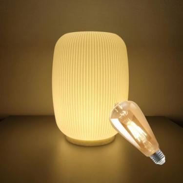 Imagem de Abajur Luminária de Mesa Japonesa Minimalista – Luz LED Quente Bivolt para Quarto e Sala(Soquete E27 Padrão)